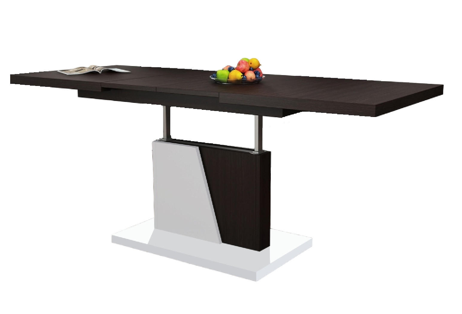 COUCHTISCH rechteckig Walnuss Wenge Weiß ausziehbar höhenverstellbar - Walnussfarben/Weiß, Holzwerkstoff (70/120/60cm) - designimpex