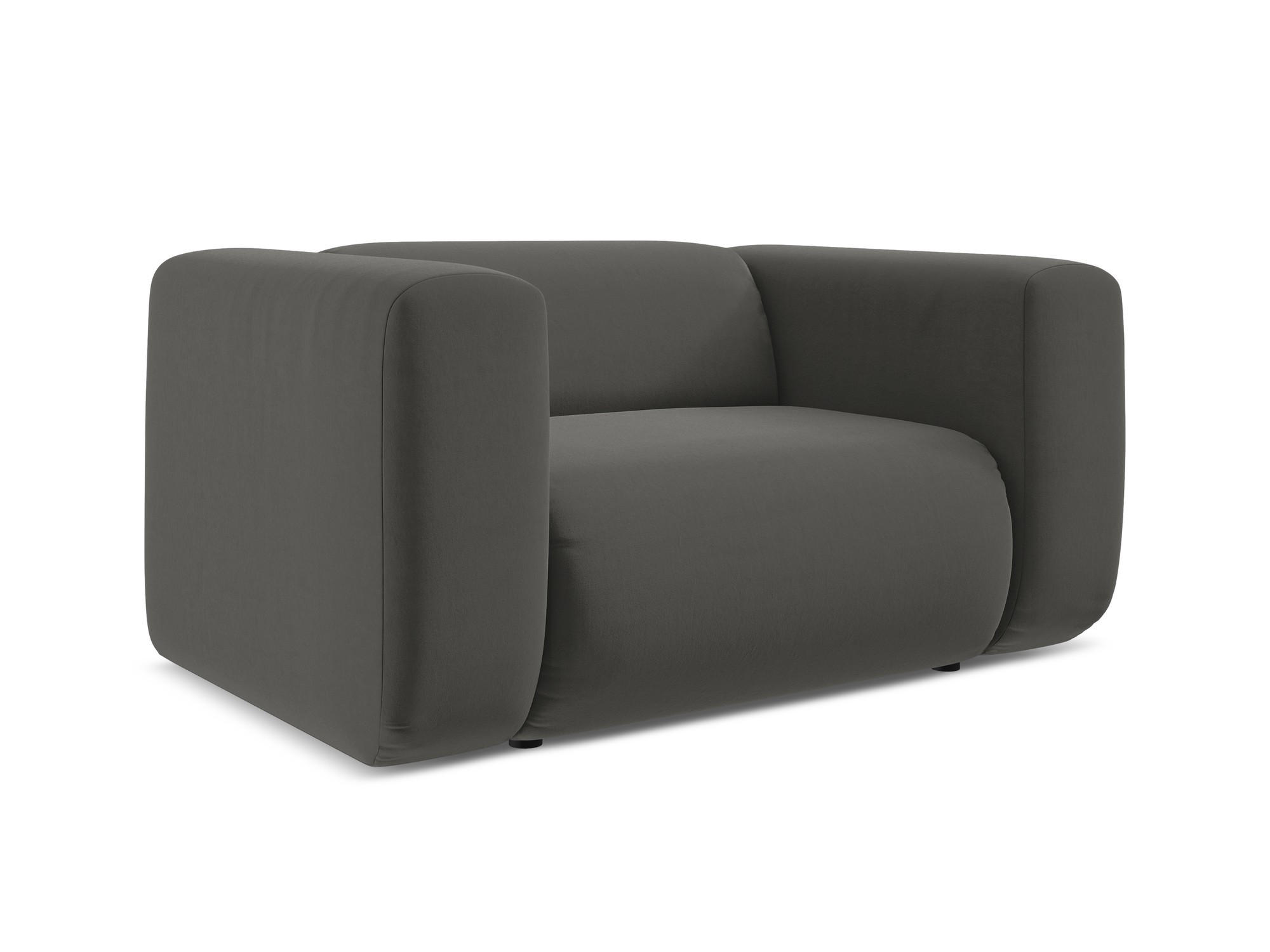 SESSEL Samt Stoff Grau - Dunkelgrau/Schwarz, Kunststoff/Textil (137/70/89cm) - Makamii