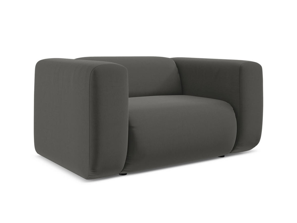 SESSEL Samt Stoff Grau - Dunkelgrau/Schwarz, Kunststoff/Textil (137/70/89cm) - Makamii