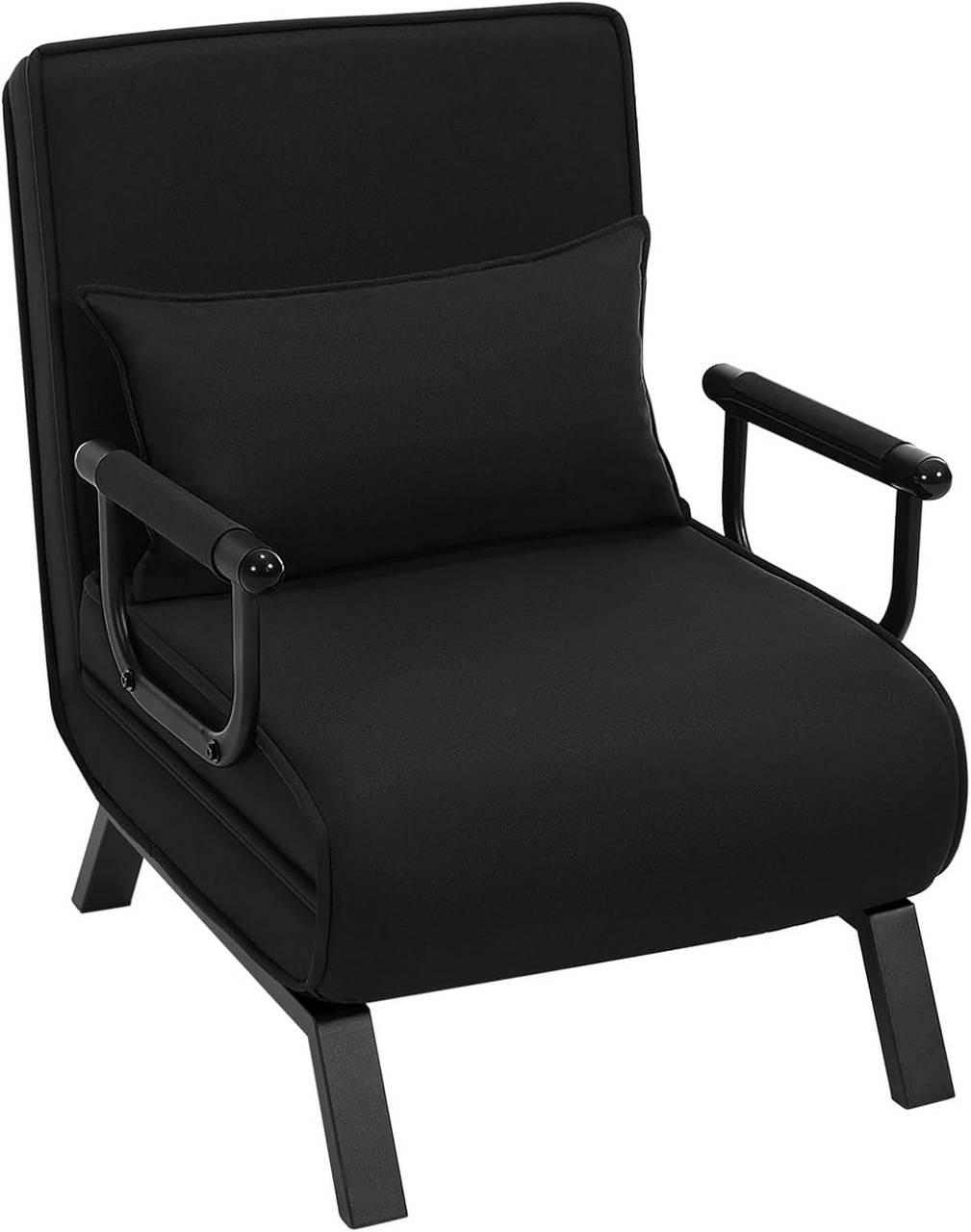 SCHLAFSESSEL 3 in 1, mit Verstellbarer Rückenlehne, Leinen Schwarz - Schwarz, Textil/Metall (65/78/75cm) - Woltu