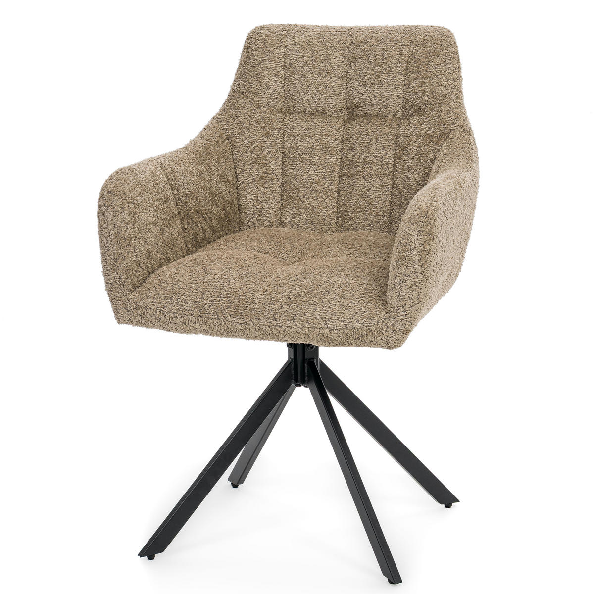 STUHL FANO X drehbar gepolsterter mit Steppung - beige - Boucle - Sandfarben/Beige, Textil/Metall (58/83/59cm) - NEW HOME