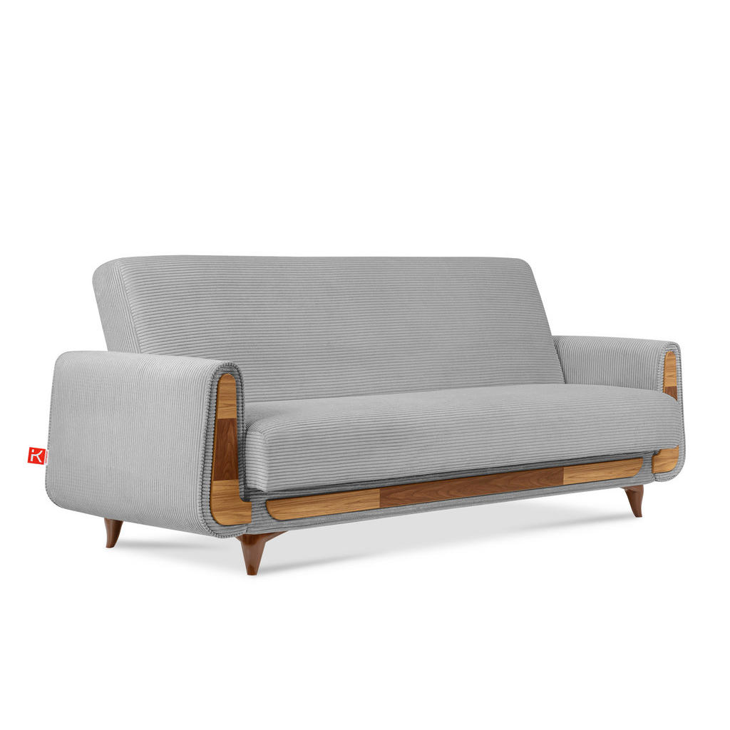 Thumbnail - Konsimo® 3-Sitzer-Schlafsofa, Hellgrau, Holz, Holzwerkstoff, Textil, 230x98x98 cm, Wohnzimmer, Sofas & Couches, Schlafso...