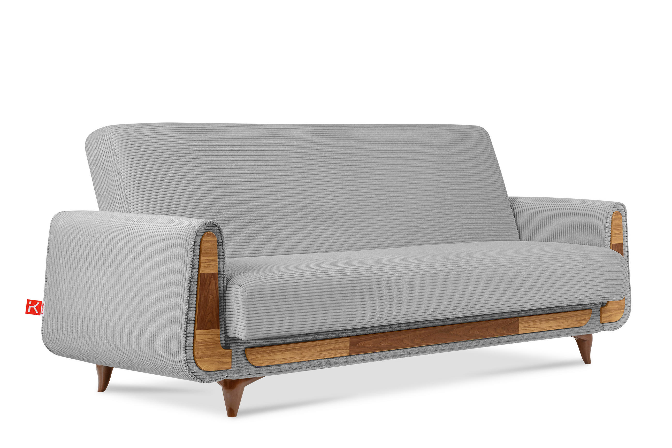 3-SITZER-SCHLAFSOFA GUSTAVO II mit Armlehnen, Hellgrau - Hellgrau, Holz/Holzwerkstoff (230/98/98cm) - KONSIMO®