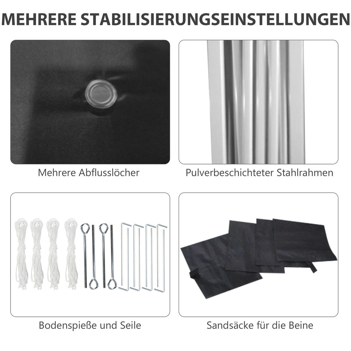 FALTPAVILLON, Stahl, Oxfordstoff, Schwarz - Schwarz, Textil/Metall (297/274/297cm) - Outsunny