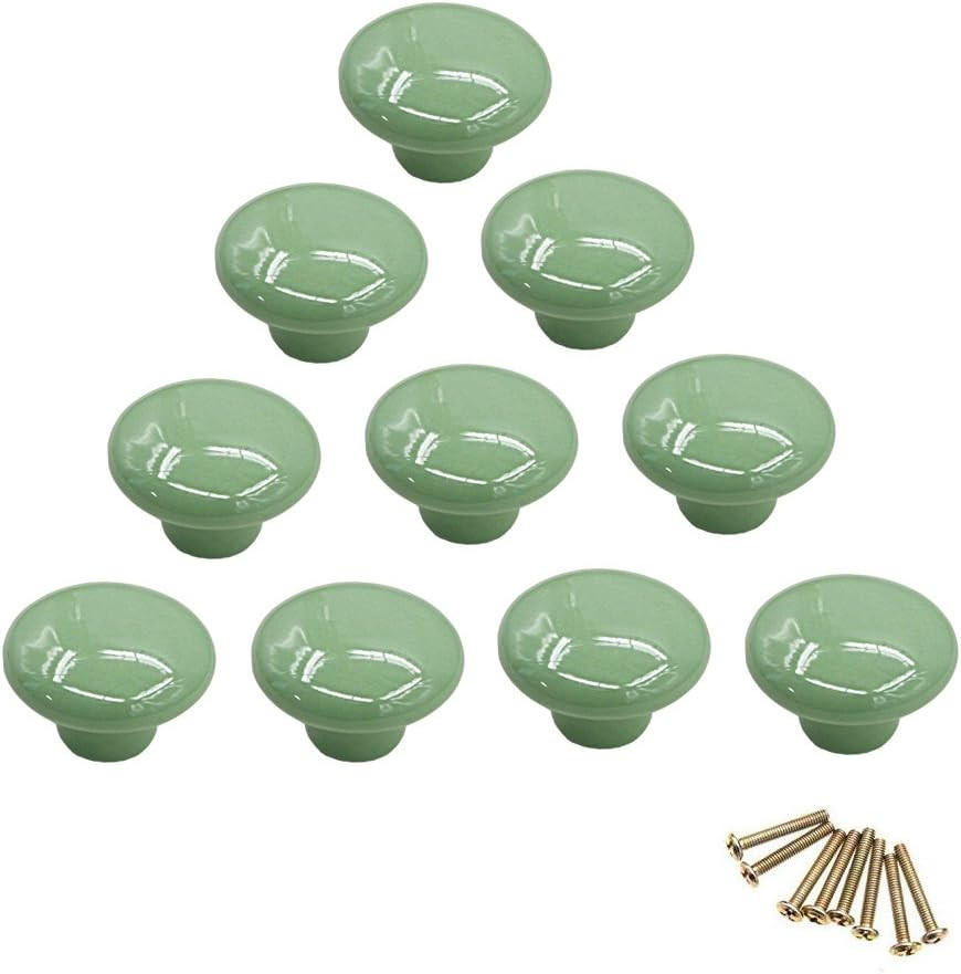 SCHRANKKNOPF Keramik Grün 10er-Set - Grün, Keramik (3.3/2.5/3.3cm)