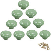 SCHRANKKNOPF Keramik Grün 10er-Set - Grün, Keramik (3.3/2.5/3.3cm)