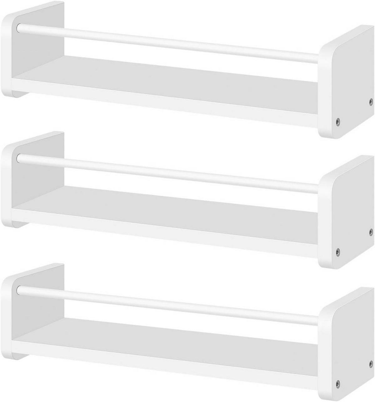 WANDREGAL 3er Set, mit Metallstange, Weiß - Weiß, Holzwerkstoff/Metall (40/10/12cm) - Woltu