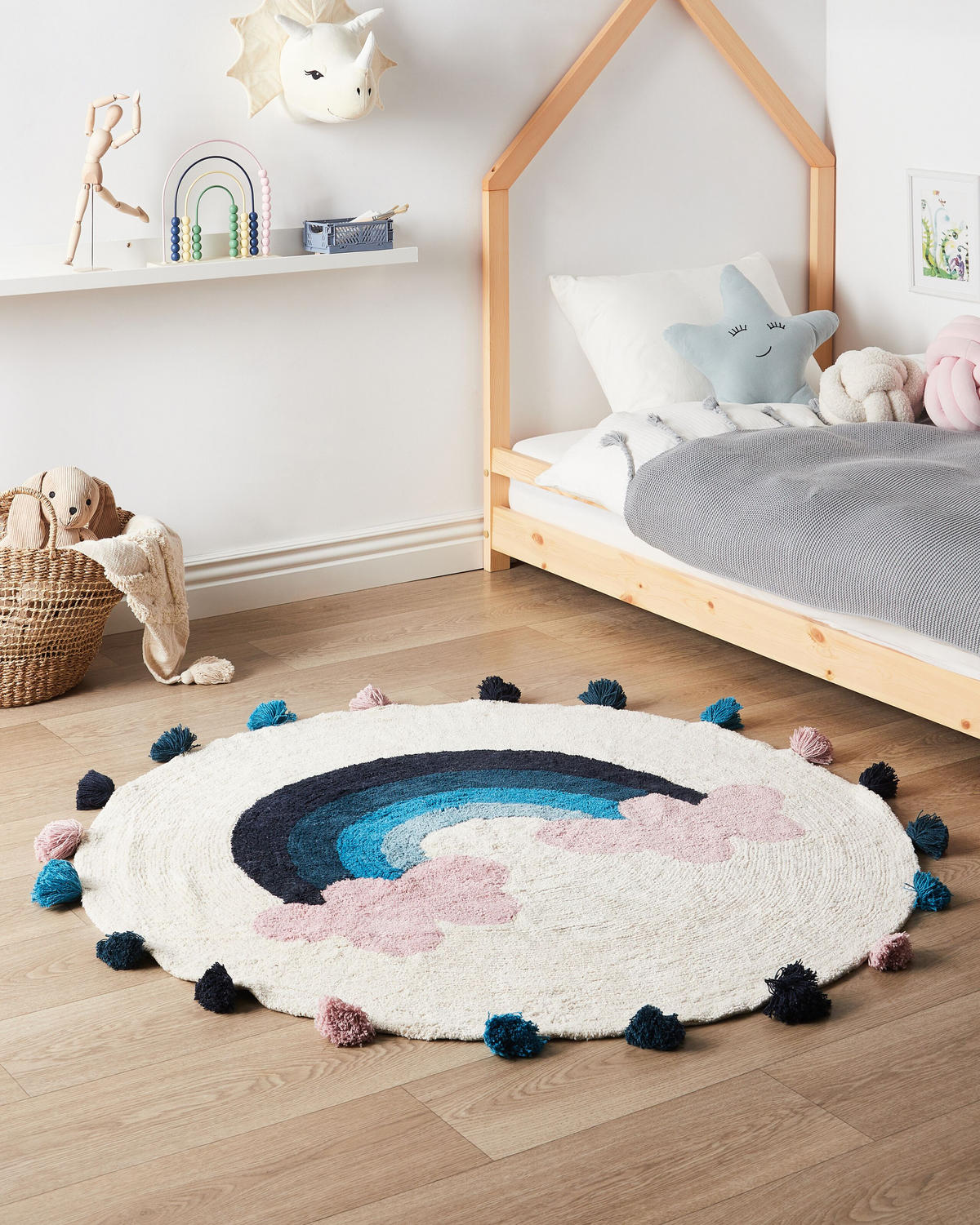 KINDERTEPPICH Gorisa 120/120 cm - Blau/Pink, Textil (120/120cm) - Beliani