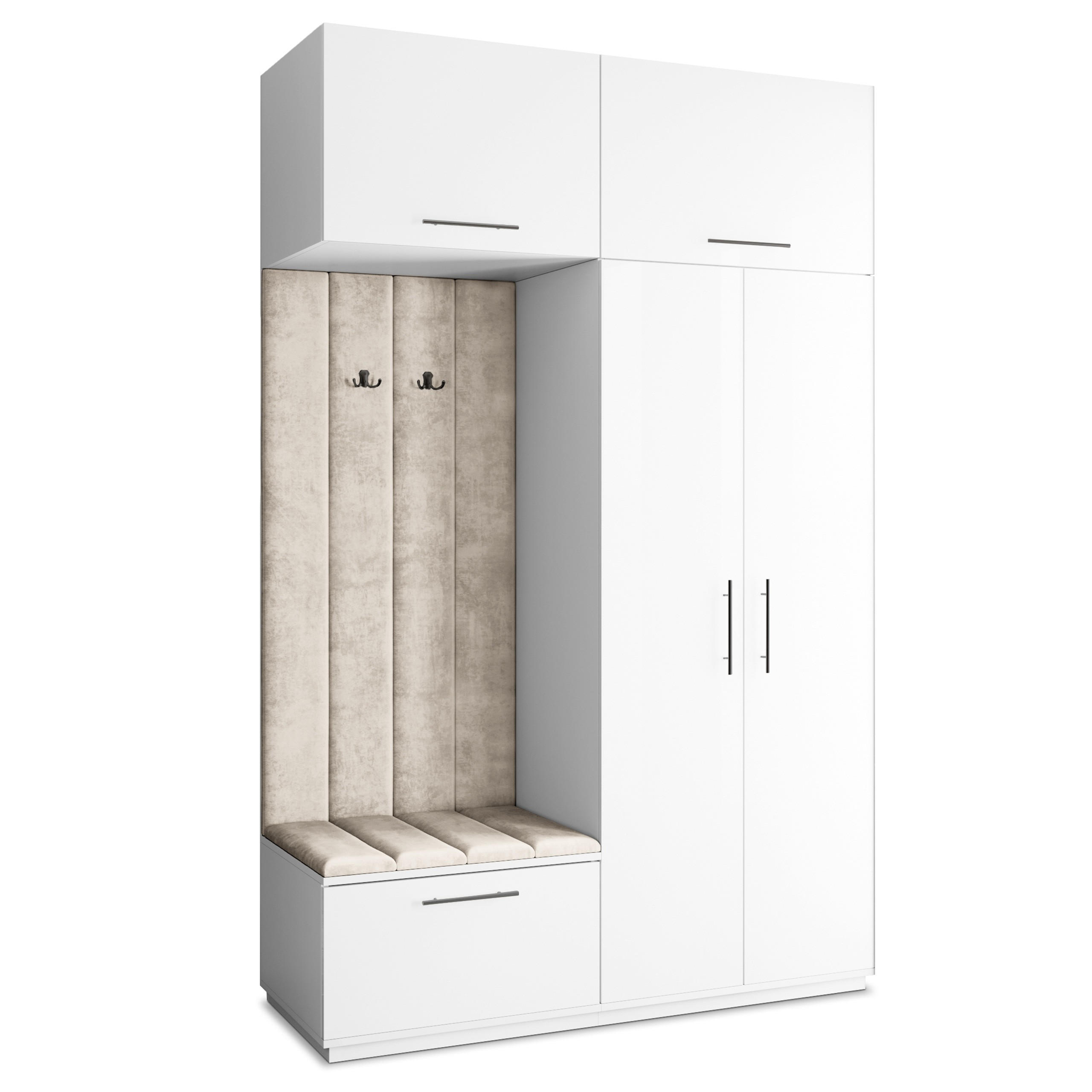 Masseno Garderobenschrank Weiß, Beige 150x240x60 cm