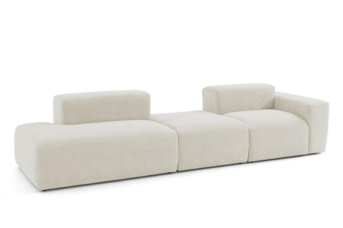 4-SITZER modulares Sofa HEAVEN SET 4 Links, Breite 335 cm Webstoff Weiß - Schwarz/Weiß, Holz/Kunststoff (335/71/102cm) - Muffo