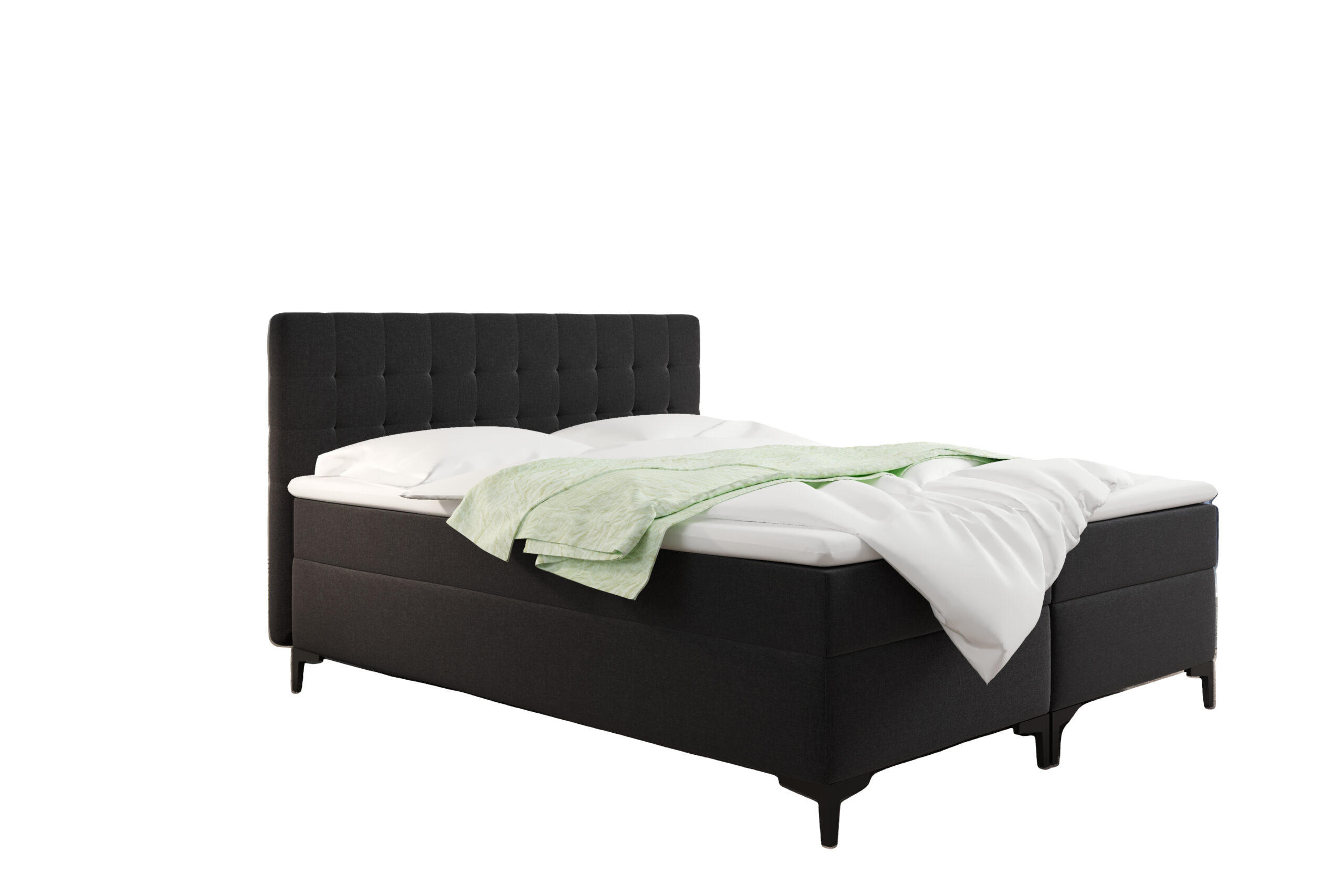 BOXBETT Mit Bettkasten Denver Stoff Muna Schwarz 160x200 cm H3-Bonell - Schwarz, Holz (160/200cm) - Kaiser Möbel