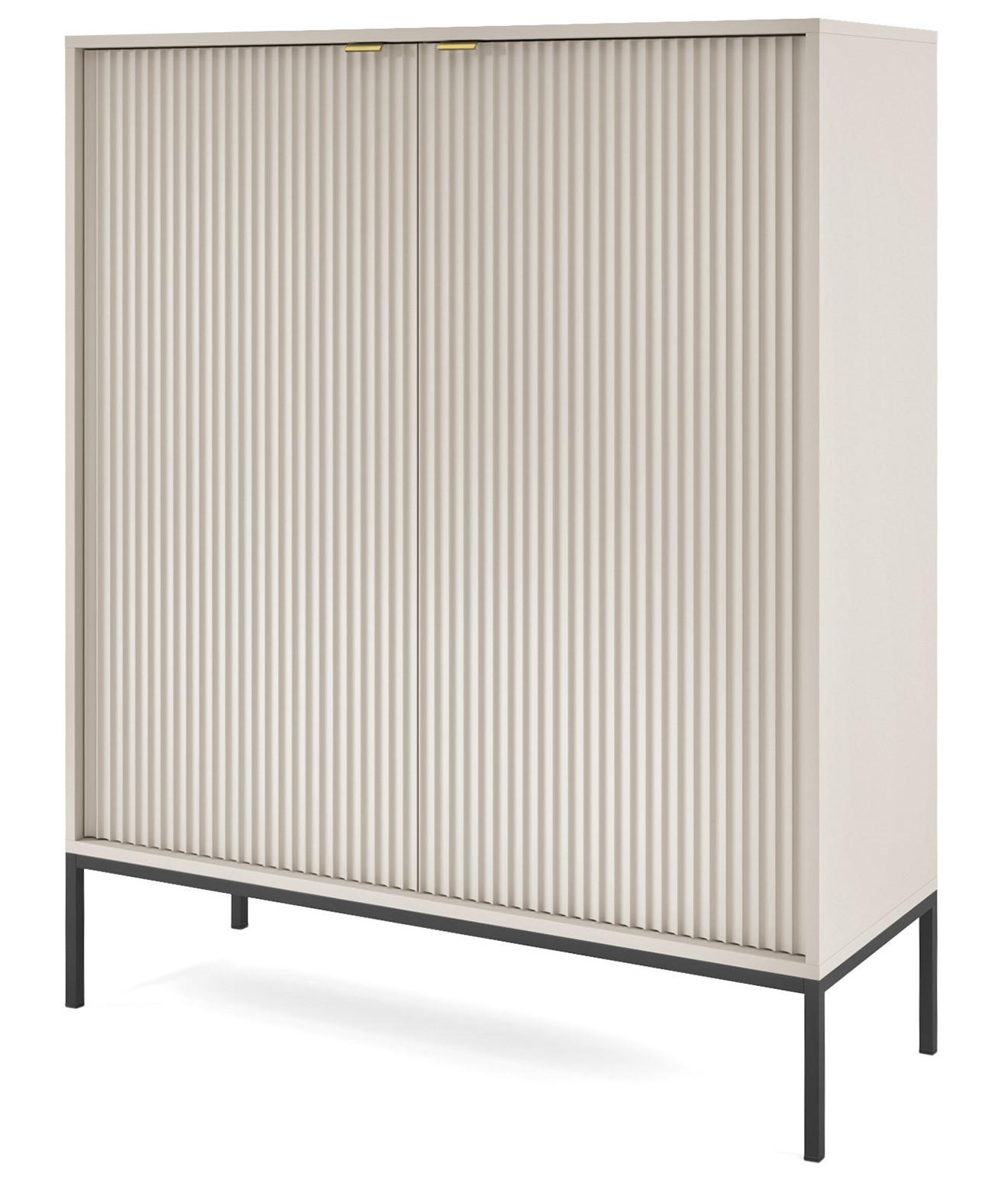 KOMMODE Kioto 104 cm in Kaschmir, zweitürig mit geriffelten Fronten - Kaschmir/Goldfarben, Holzwerkstoff/Metall (104/125/39cm) - Ravio