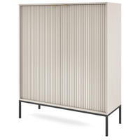 KOMMODE Kioto 104 cm in Kaschmir, zweitürig mit geriffelten Fronten - Kaschmir/Goldfarben, Holzwerkstoff/Metall (104/125/39cm) - Ravio