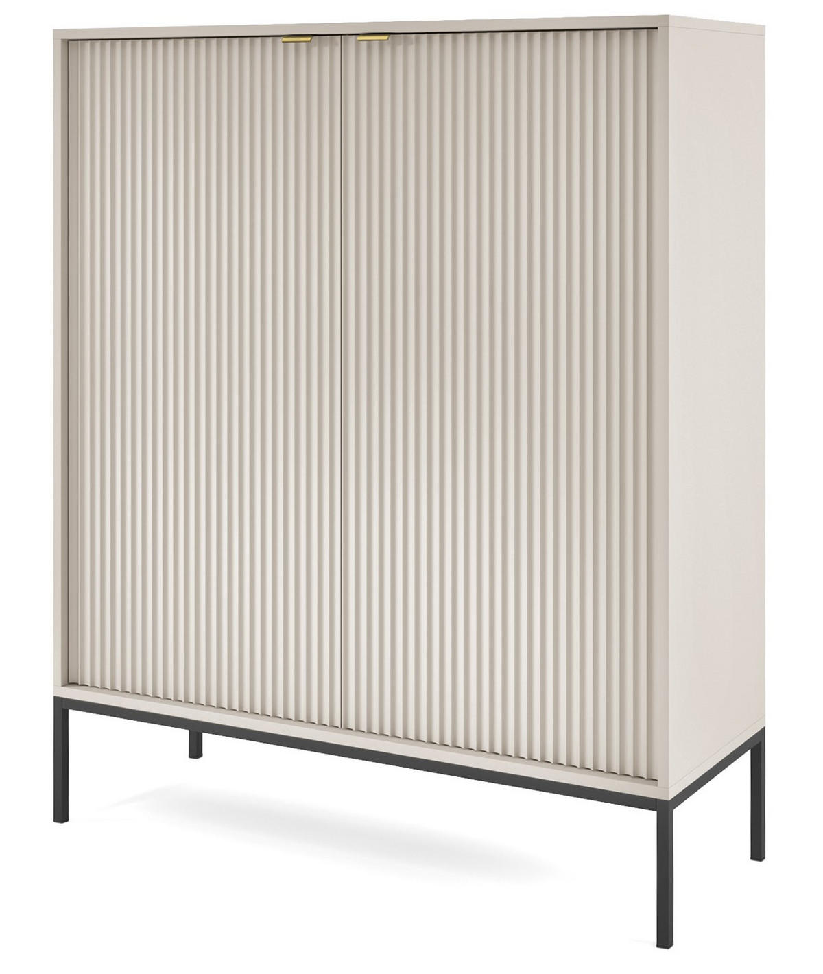 KOMMODE Kioto 104 cm in Kaschmir, zweitürig mit geriffelten Fronten - Kaschmir/Goldfarben, Holzwerkstoff/Metall (104/125/39cm) - Ravio