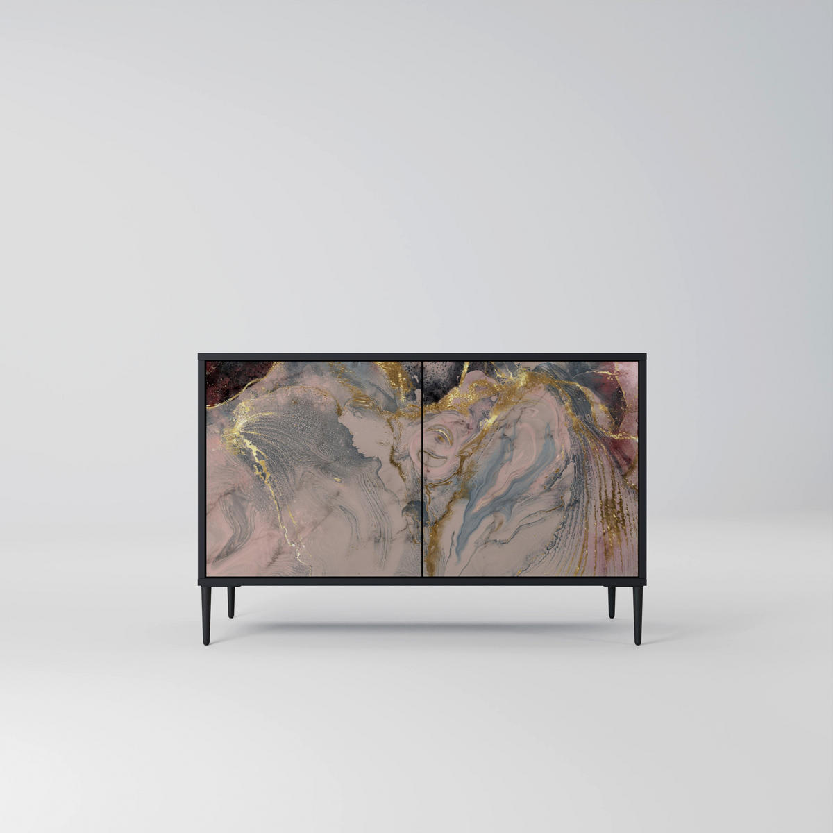 SIDEBOARD GILDED SWIRLS, Eicheneffekt, 111x42x77,5 cm, 2 Türen - Eichefarben/Buchefarben, Holzwerkstoff/Buchenholz (111/77.5/42cm) - SpaceRebels