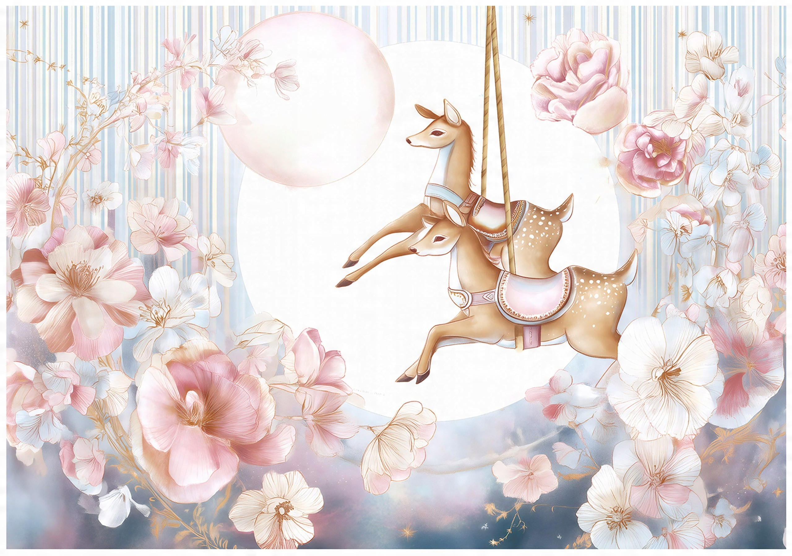 FOTOTAPETE Kinderzimmer Mädchen Blumen Tiere 200x140 - Multicolor, Papier (200/140cm) - Wallarena