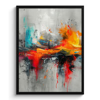GERAHMTES BILD Moderne Kunst - Orange - Grau - Abstrakt 60x80 cm - Hellgrau, Papier (60/80cm) - MuchoWow