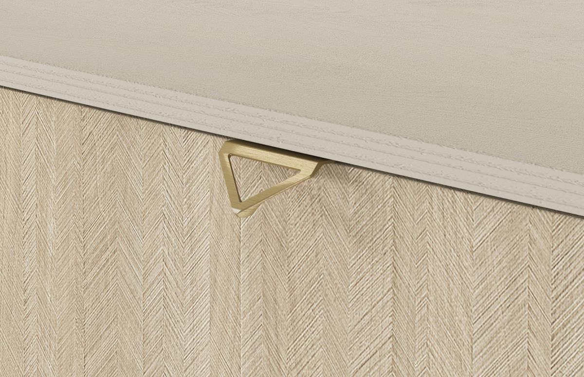 NACHTTISCH Firr S54, Sandbeige, Skandi-Fischgrätmuster, Schlafzimmer, 1 Schublade, 1 Ablage, Goldgriffe - Beige, Holzwerkstoff (54/54/38cm) - Bettso