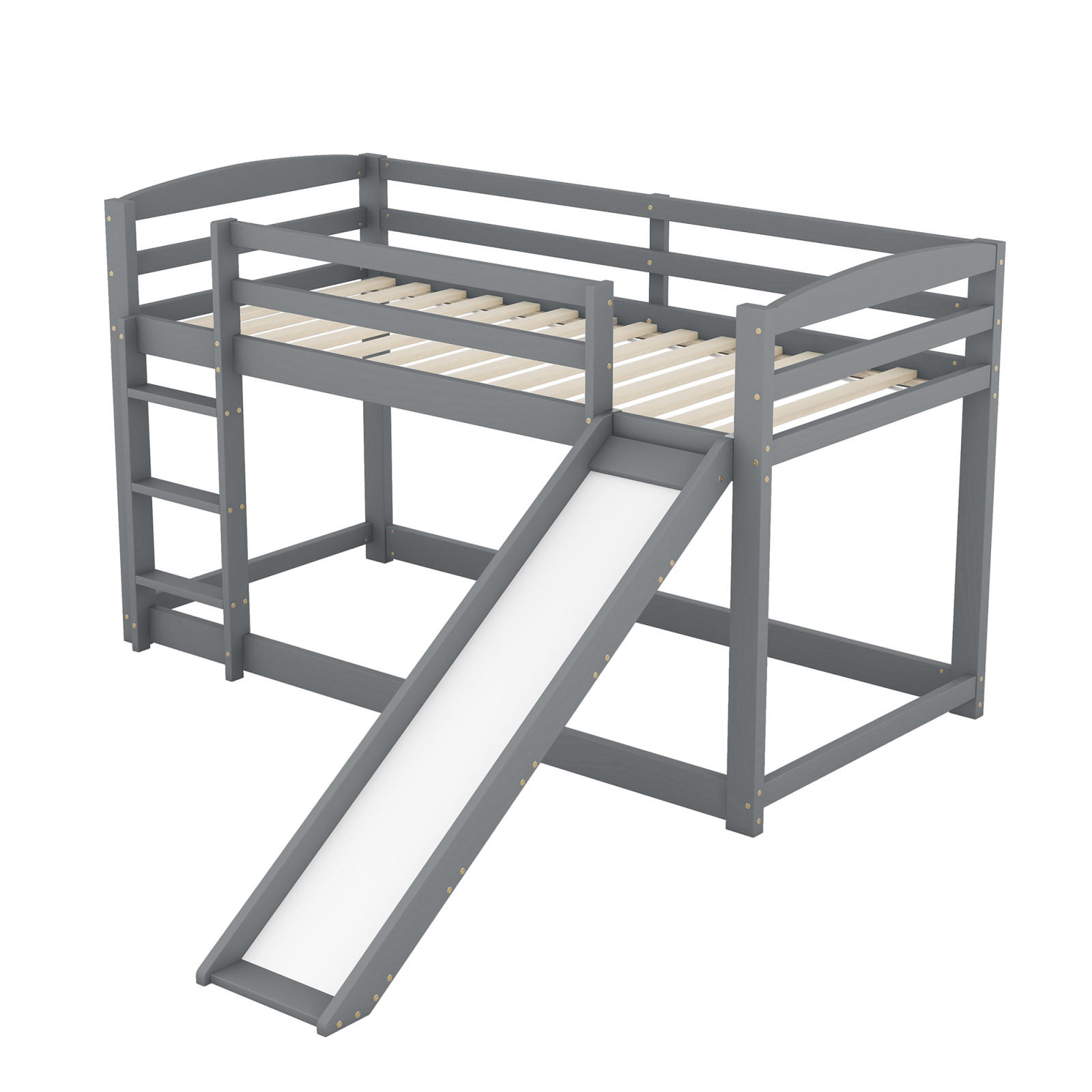 ETAGENBETT 90x200 cm Rutsche grau - Weiß, Holz (90/200cm) - LEBENLANG