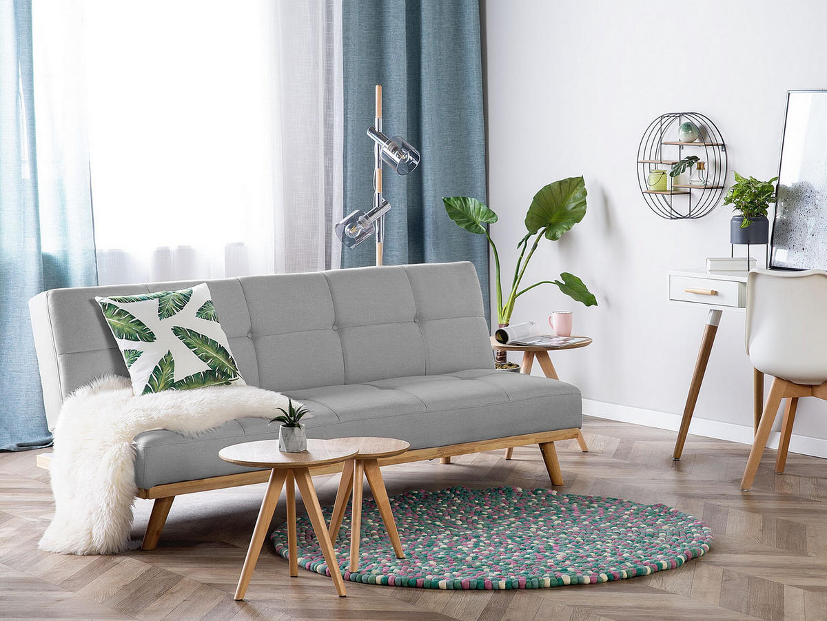 3-SITZER-SCHLAFSOFA Polyester Grau Froya - Hellgrau, Textil (183/80/80cm) - Beliani