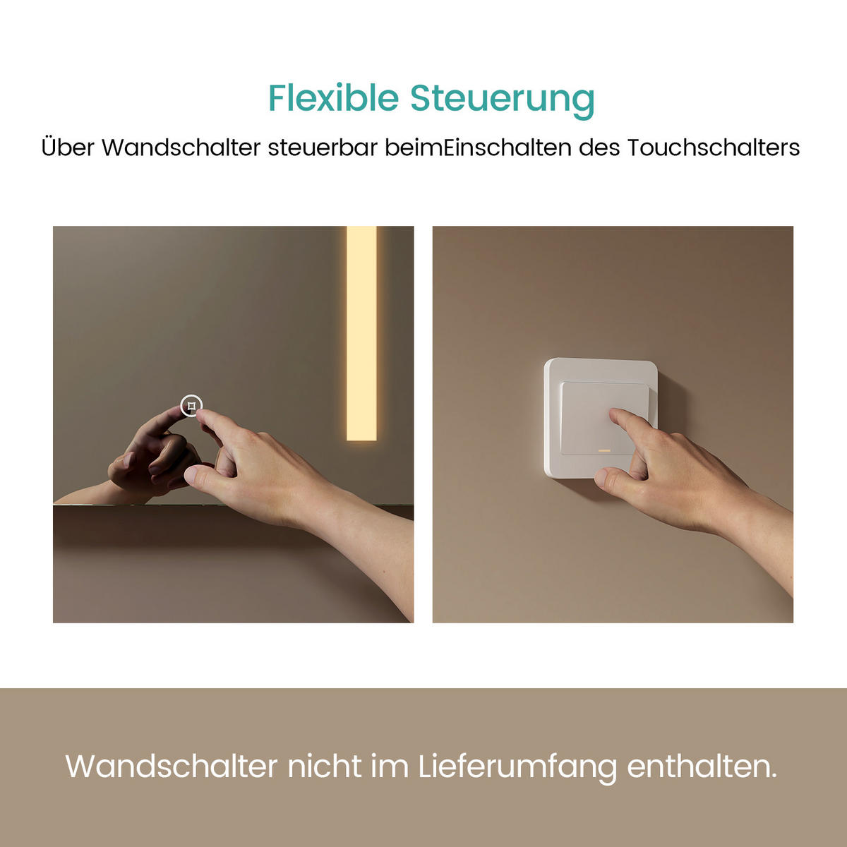 BADSPIEGEL mit Beleuchtung Antibeschlag Touchsensor Rechteckig 60/45 cm - Weiß, Glas (45/60/4.5cm) - EMKE
