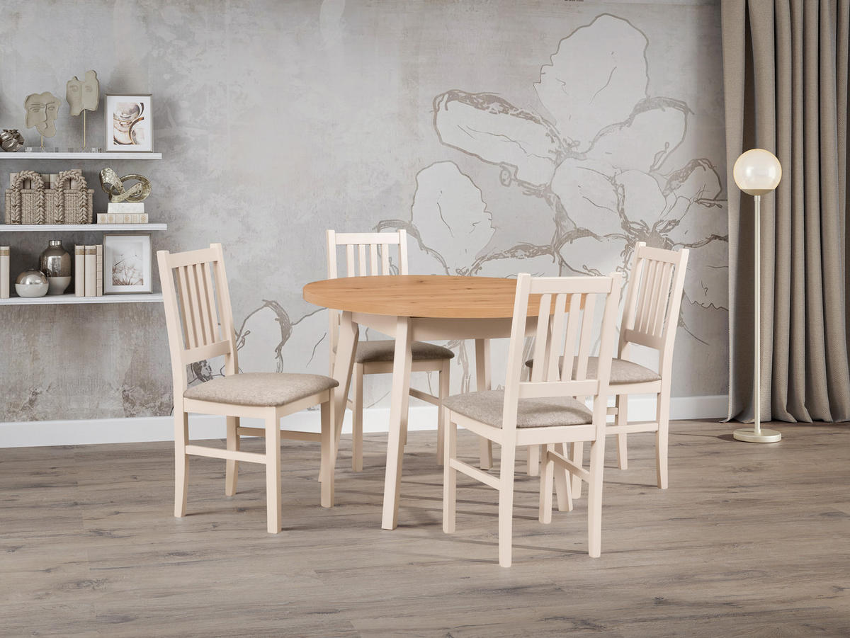 ESSTISCH Oslo 3 L - Beige/Eiche Artisan, Holz (100/100/75cm) - Leaf Design