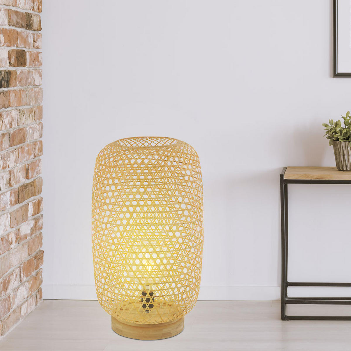 LED STEHLEUCHTE Bambus Braun - Braun, Holz (31/31/55cm) - Globo Lighting