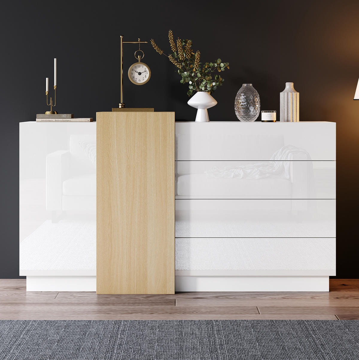 SIDEBOARD 140/35/76.5 cm Weiß aus MDF grifflos - Weiß, Holzwerkstoff (35/76.5/140cm) - OKMYHOME