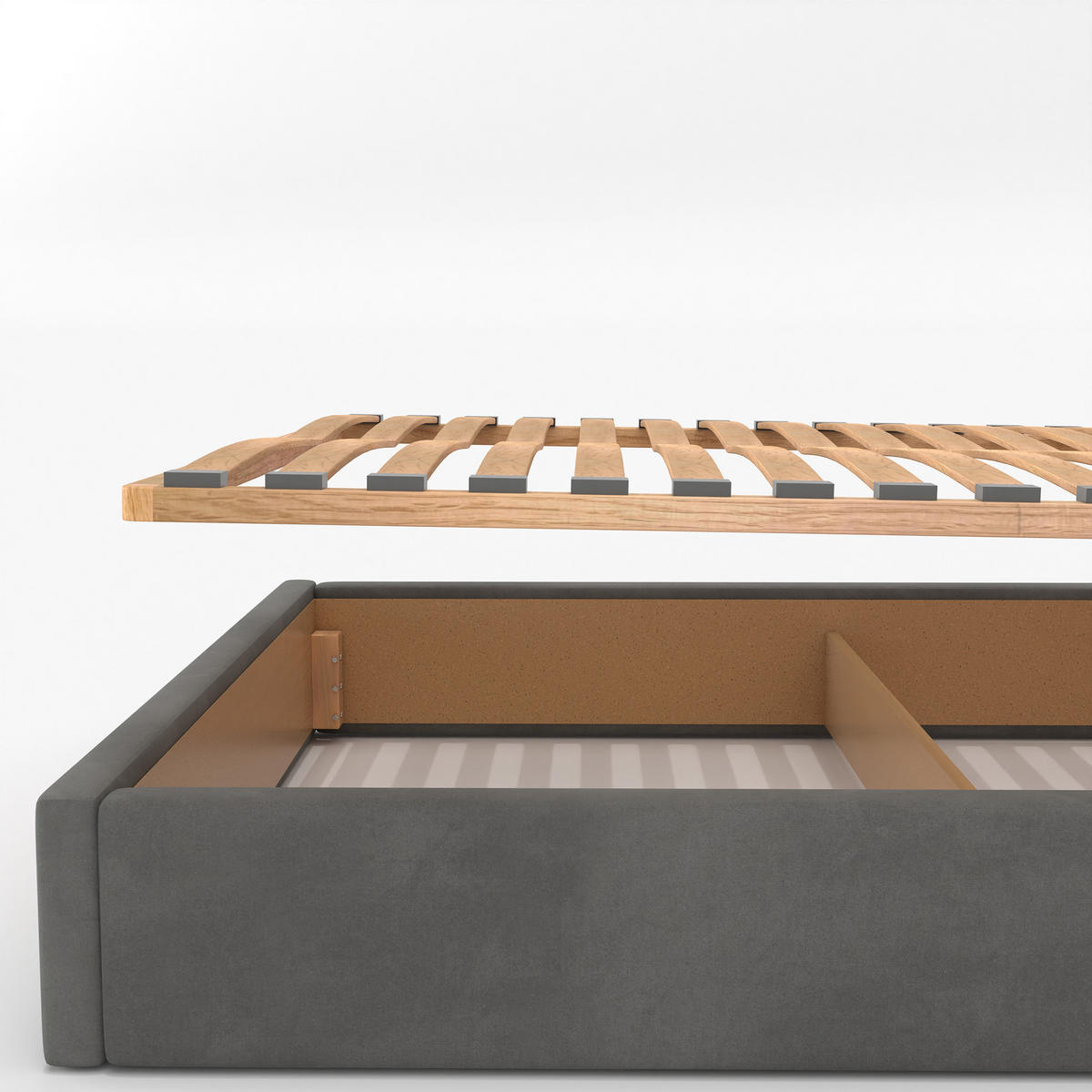 POLSTERBETT 140x200cm Bett mit Stauraum Lattenrost Grau - Grau, Holz/Holzwerkstoff (140/200cm) - Muralo