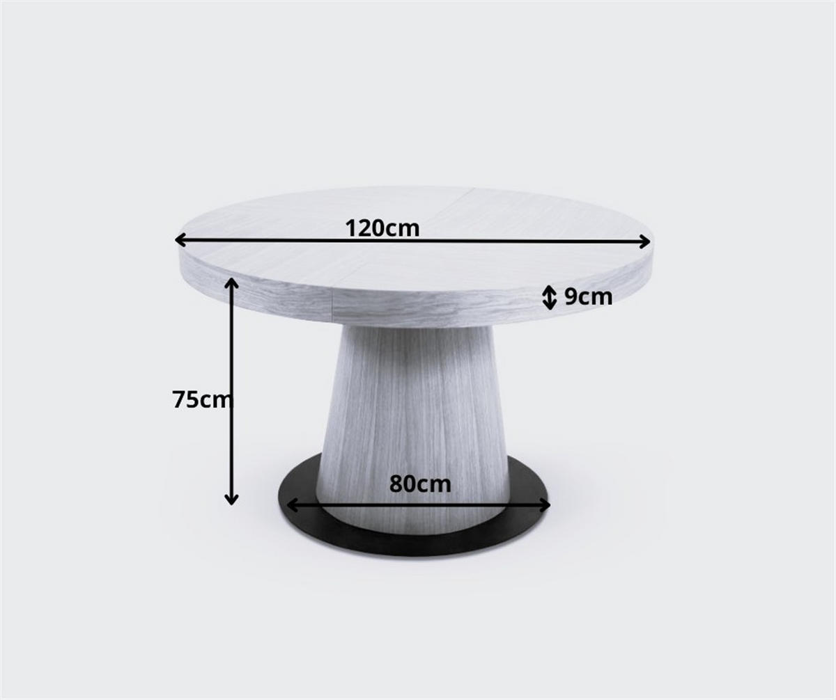 ESSTISCH METALO Ausziehbar 120 - 220 / 120 x 76 cm - Eichefarben, Holz (120/120/76cm) - MASSENO