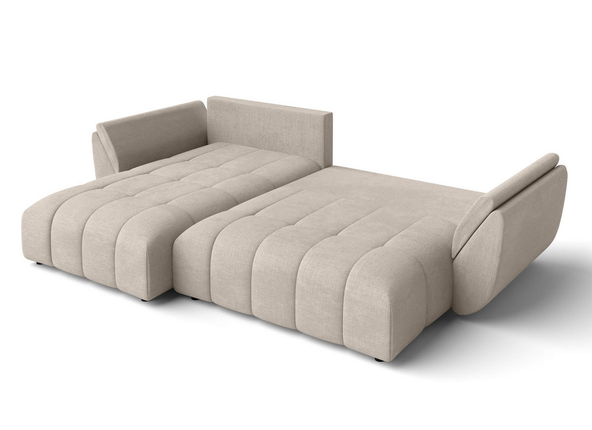 ECKSOFA L Form Verciani Hellbraun 266/190/91 cm mit Schlaffunktion - Schwarz/Bronzefarben, Kunststoff/Textil (266/190cm) - AX Living
