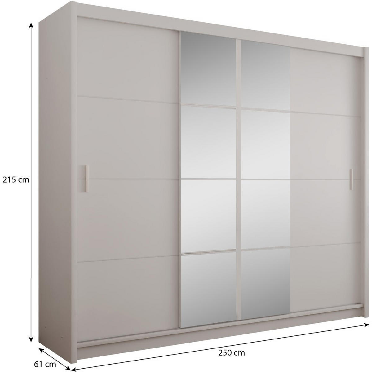 SCHWEBETÜRENSCHRANK Pronto mit 2 Türen und Spiegel, 250 cm, Sandbeige - Sandfarben, Holzwerkstoff (250/215/61cm) - Beautysofa