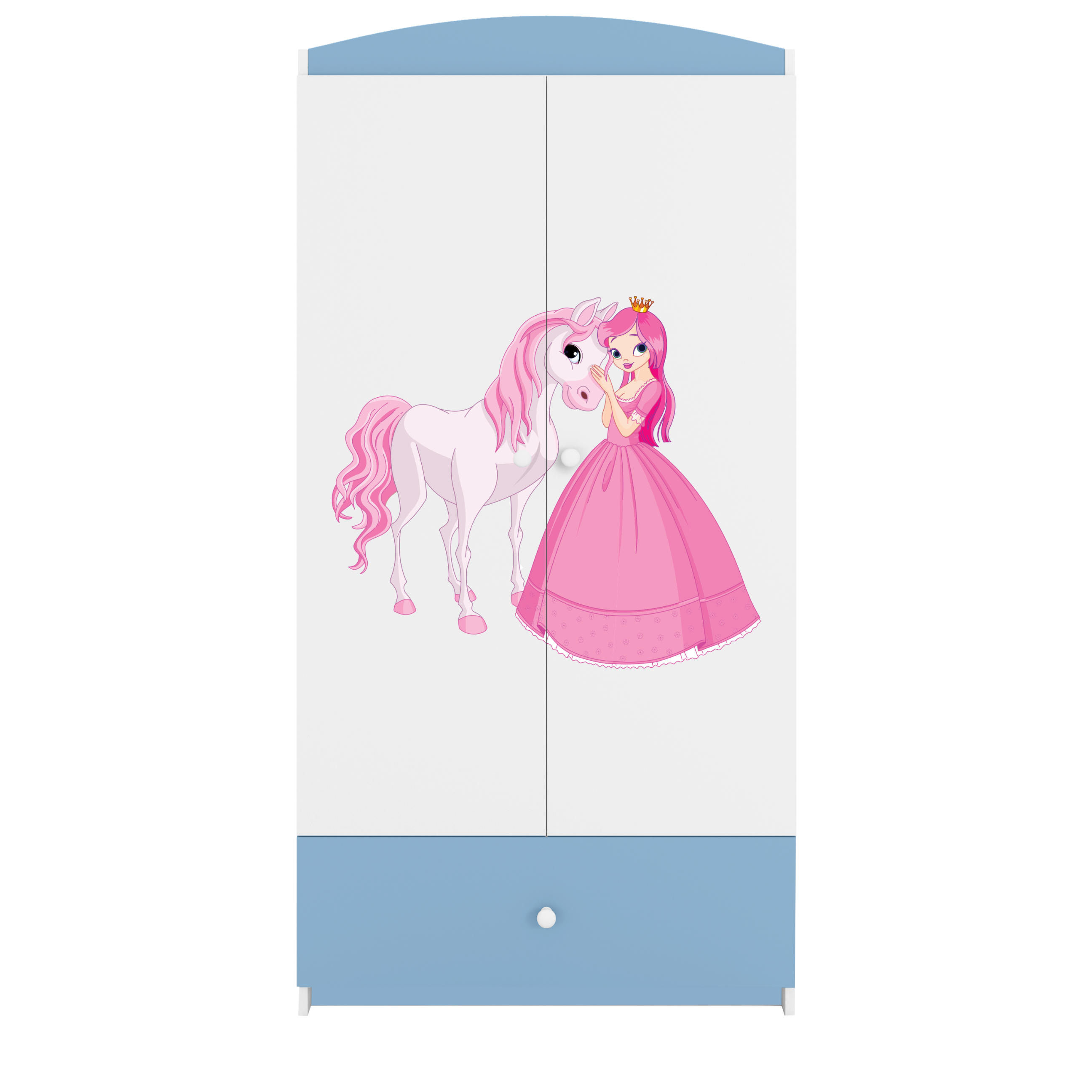 KINDERKLEIDERSCHRANK Prinzessin I - Blau, Holzwerkstoff (90/175/52cm) - RAUMHIRSCH FURNITURE