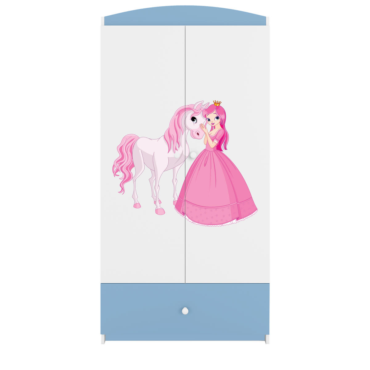 KINDERKLEIDERSCHRANK Prinzessin I - Blau, Holzwerkstoff (90/175/52cm) - RAUMHIRSCH FURNITURE