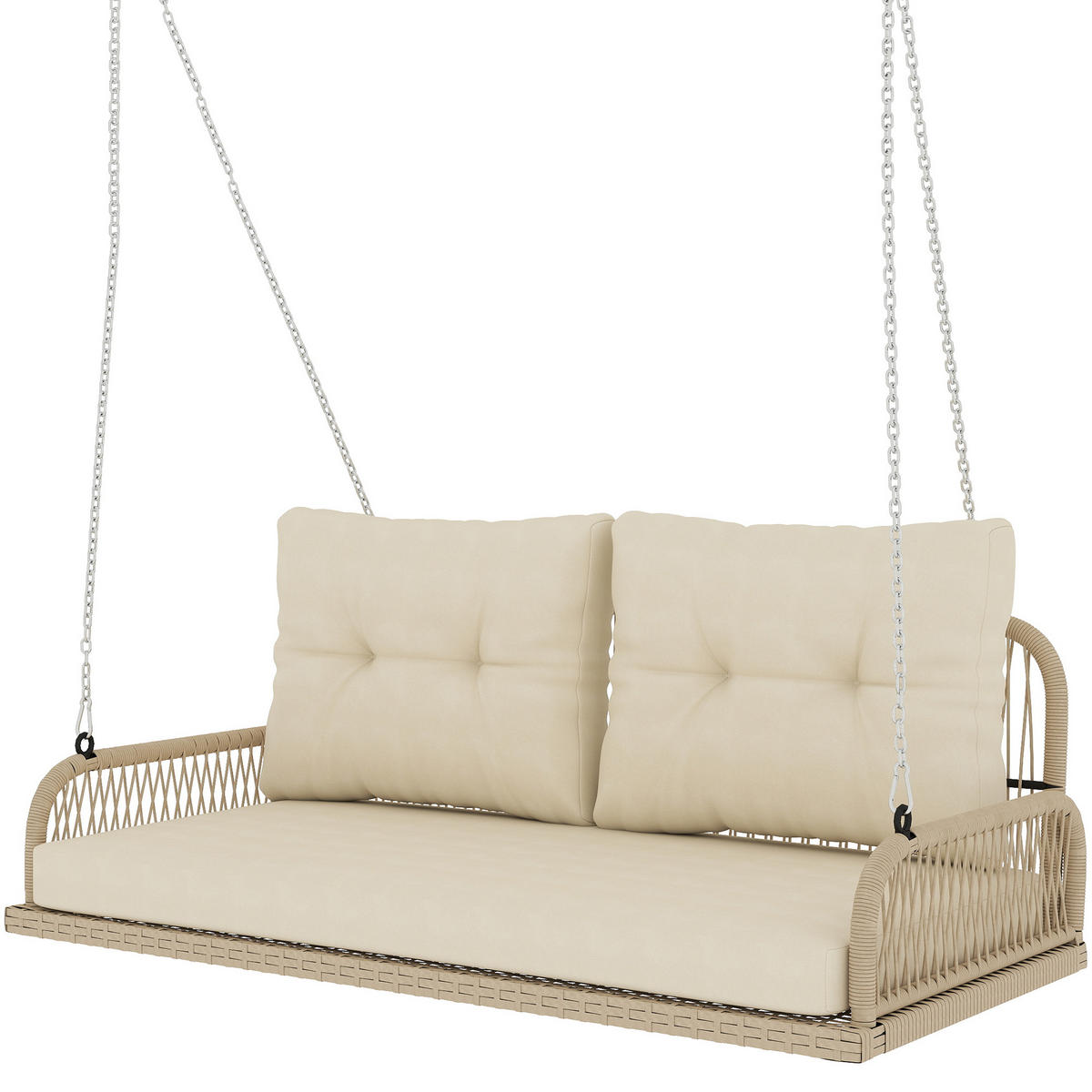 HOLLYWOODSCHAUKELL DE-06728 2-Sitzer, mit Kissen Beige - Beige, Kunststoff/Metall (115/44/66cm) - ComfortXL