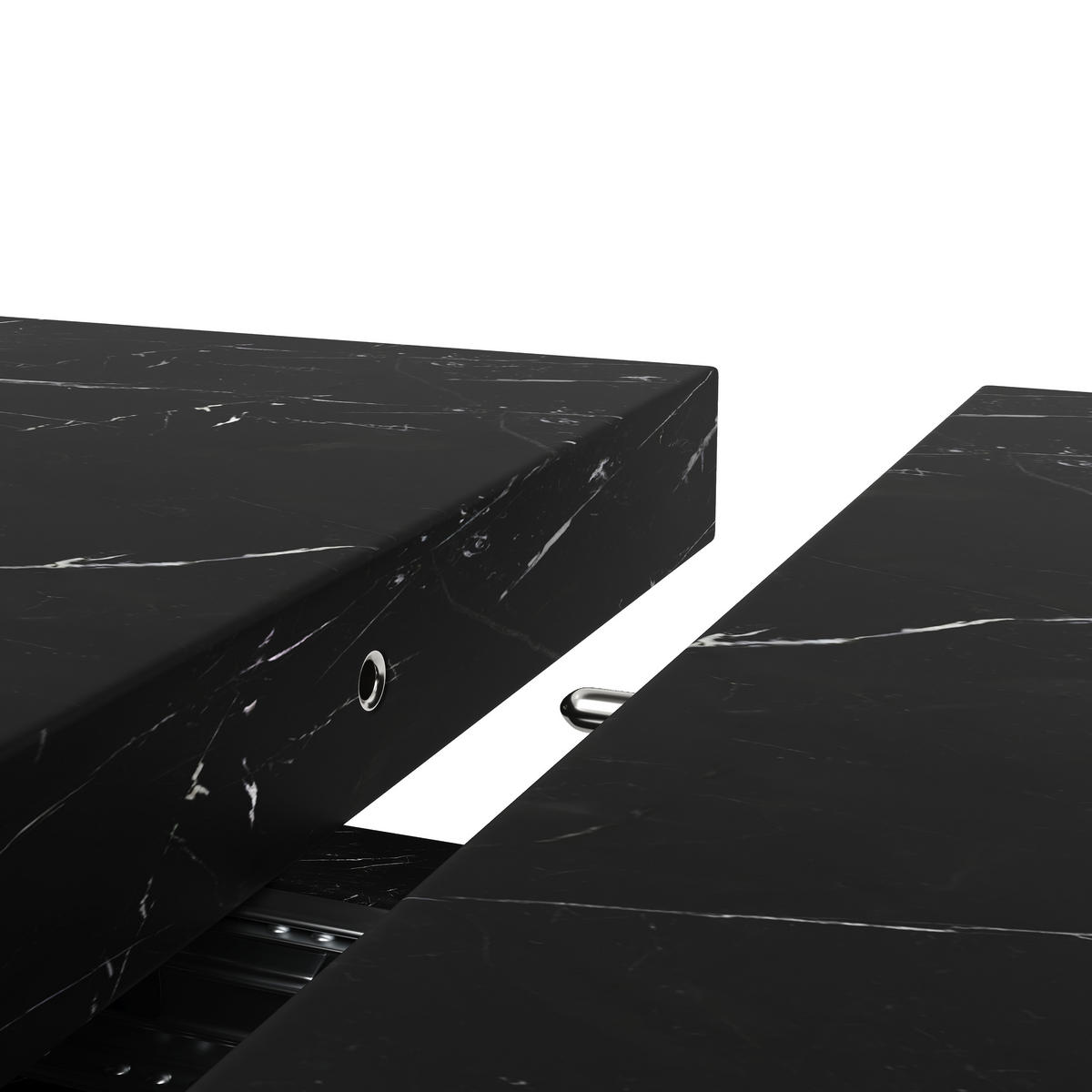 ESSTISCH 110-140x80x76 cm in Schwarz aus MDF mit Marmoroptik ausziehbar - Schwarz, Holzwerkstoff (140/80/76cm) - Modfu