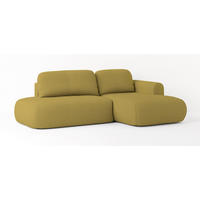 ECKSOFA NUVIRA R-S Gelb Geflochtener Stoff mit Schlaffunktion - Gelb, Holz (274/165cm) - MASSENO