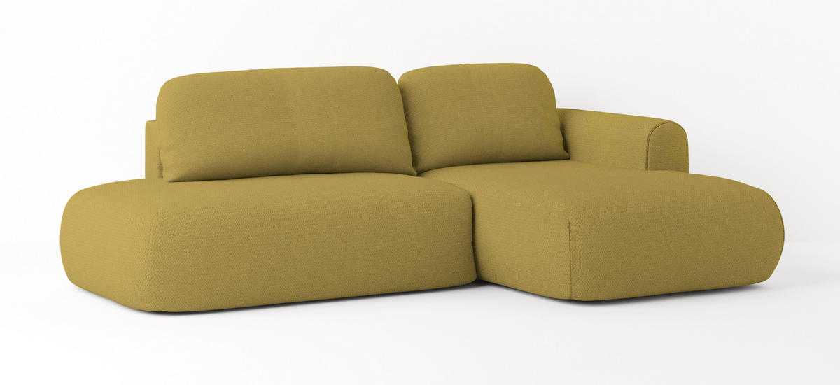ECKSOFA NUVIRA R-S Gelb Geflochtener Stoff mit Schlaffunktion - Gelb, Holz (274/165cm) - MASSENO