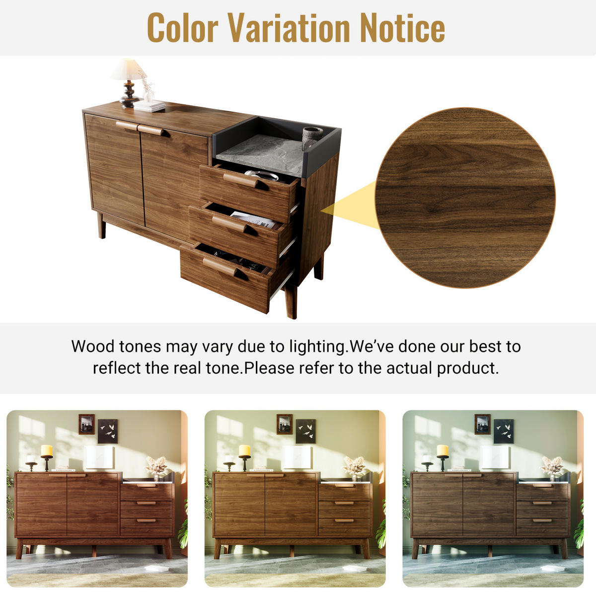 SIDEBOARD 120/77/40 cm Dunkle Eiche aus MDF und Massivholz mit verstellbarem Einlegeboden - Eichefarben, Holzwerkstoff (40/77/120cm) - OKMYHOME