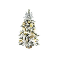 WEIHNACHTSBAUM künstlicher 60 cm mit LED-Beleuchtung, ZARTEWEIHNACHTEN, mit 34 Weihnachtsbaumschmuck, Pflanztopf mit Jutesack - Champagner/Silberfarben, Kunststoff/Stein (40/60cm) - LAALU