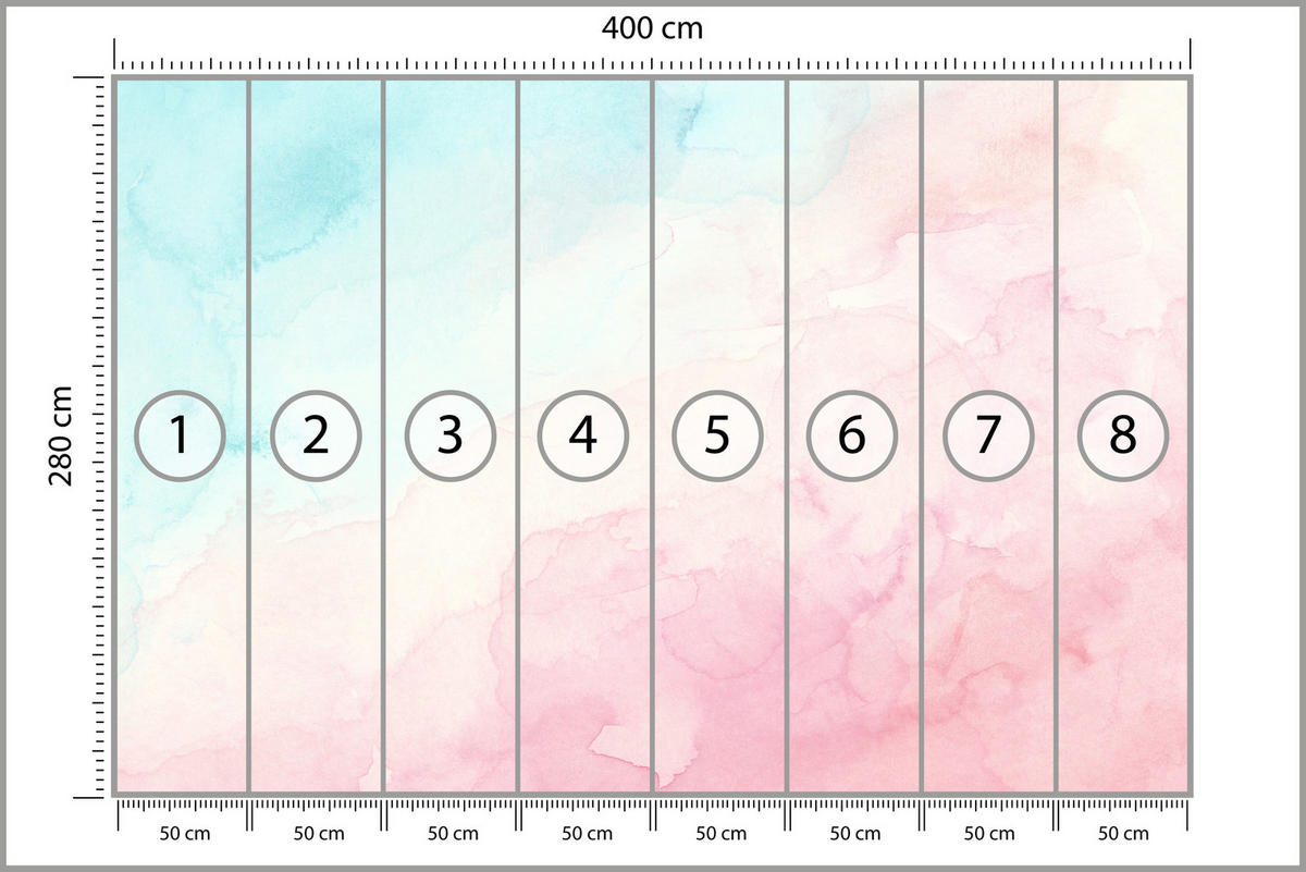 FOTOTAPETA Pre Detskú Izbu Pastelové Ombre Akvarel Gradient 400 x 280 cm - ružová, papier (400/280cm) - Muralo