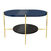 COUCHTISCH Arena, Marineblau, Gold, Oval - Goldfarben/Schwarz, Holzwerkstoff/Metall (50/80/50cm) - Dancan