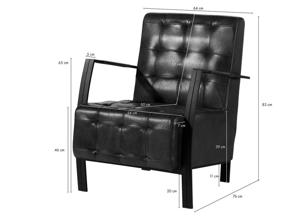 SESSEL Echtleder 64x76x83 cognac IRON LABEL #13 - Braun, Leder (64/83/76cm) - Massivmoebel24