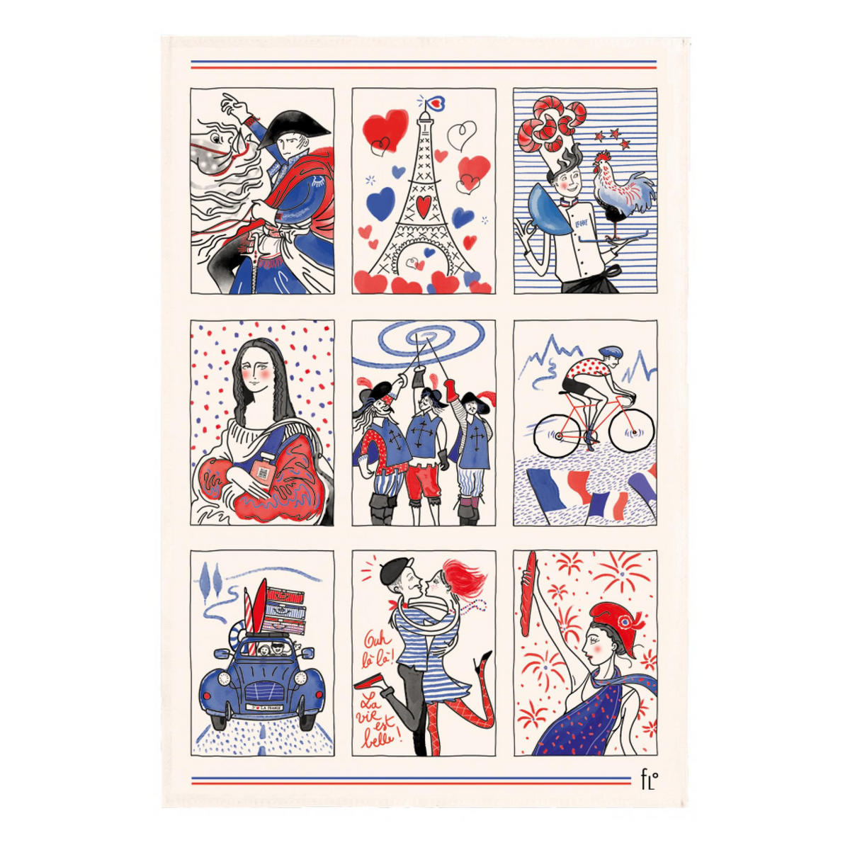 GESCHIRRTUCH Symboles français ekrü 48 x 72 cm - Weiß, Textil (48/72cm) - Winkler