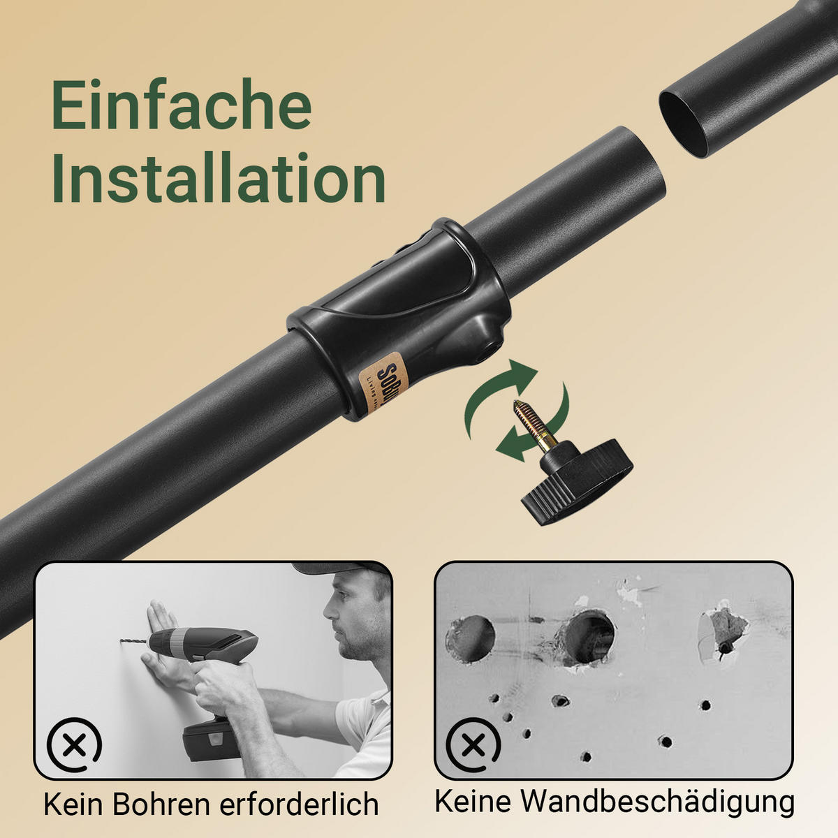 TELESKOP KLEIDERSTÄNDER Schwarz, B(75–126) × H(200–295) cm - Schwarz, Kunststoff (126/295/1cm) - SoBuy
