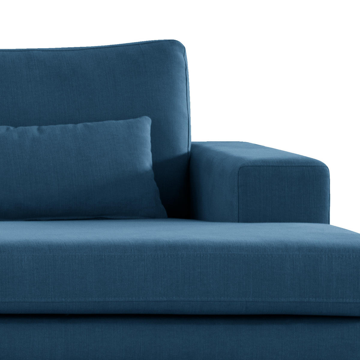ECKSOFA mit Longchair - Blau/Eichefarben, Naturmaterialien/Eichenholz (281/153cm) - home24