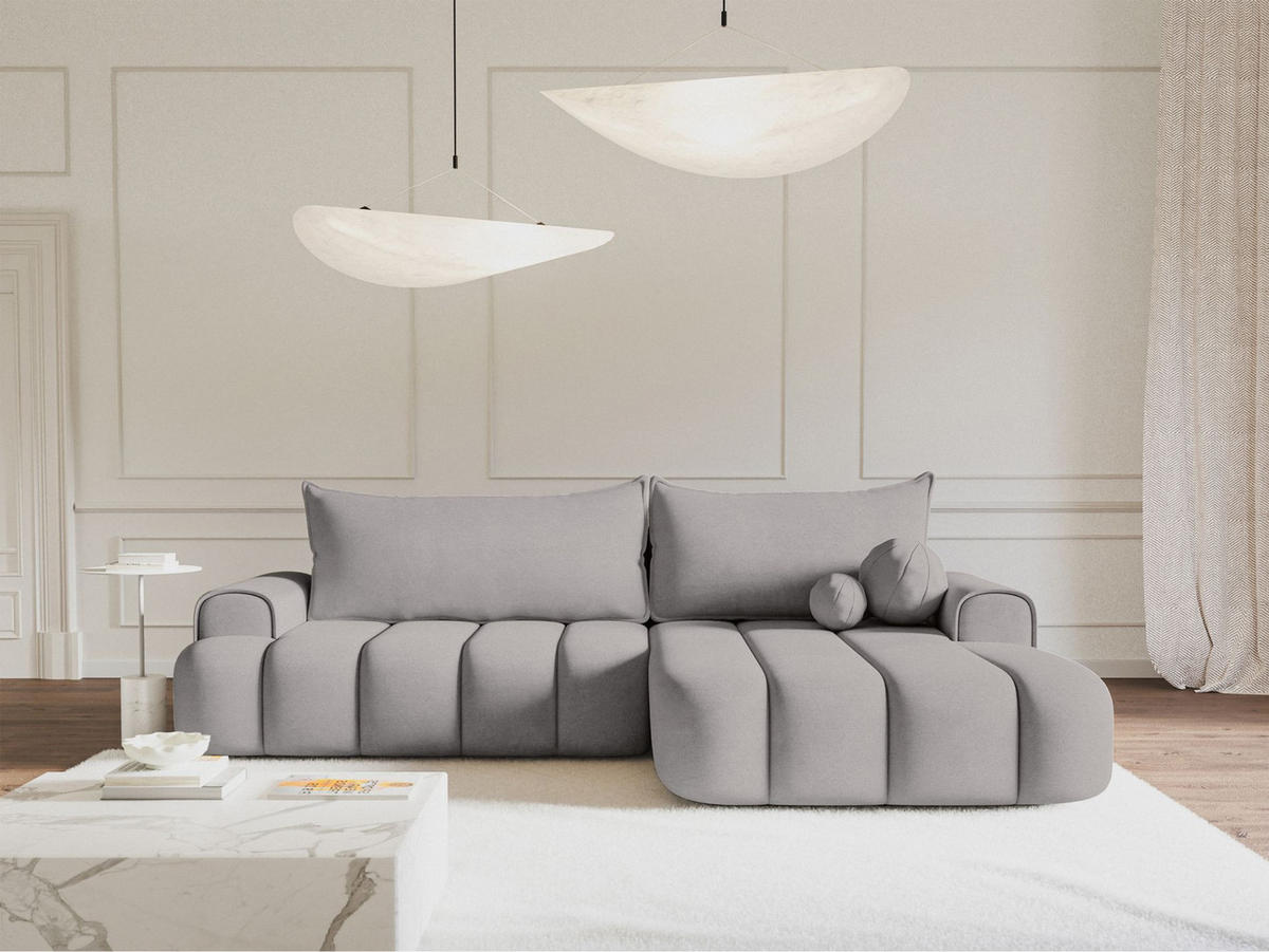 ECKSOFA Dandelino Grau mit Samtbezug, rechts - Schwarz/Grau, Kunststoff/Textil (275/168cm) - Selsey