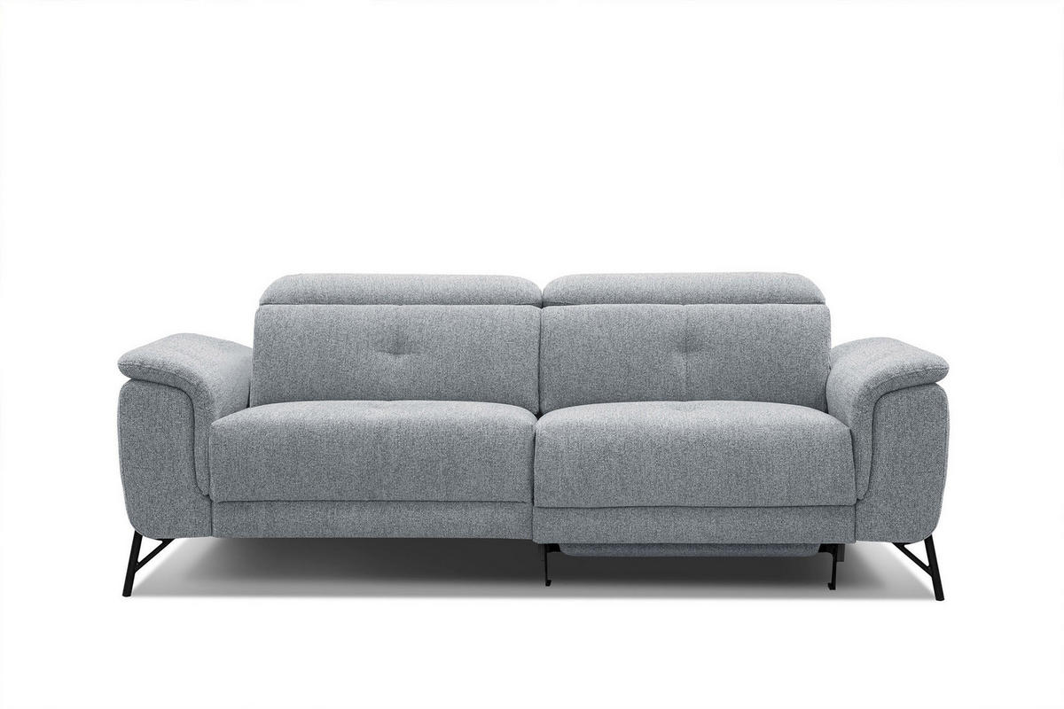 SOFA AVENA 3-Sitzer mit 1 Relaxfunktion, silberfarben - Silberfarben, Holzwerkstoff/Textil (204/80/108cm) - Courtois Laville
