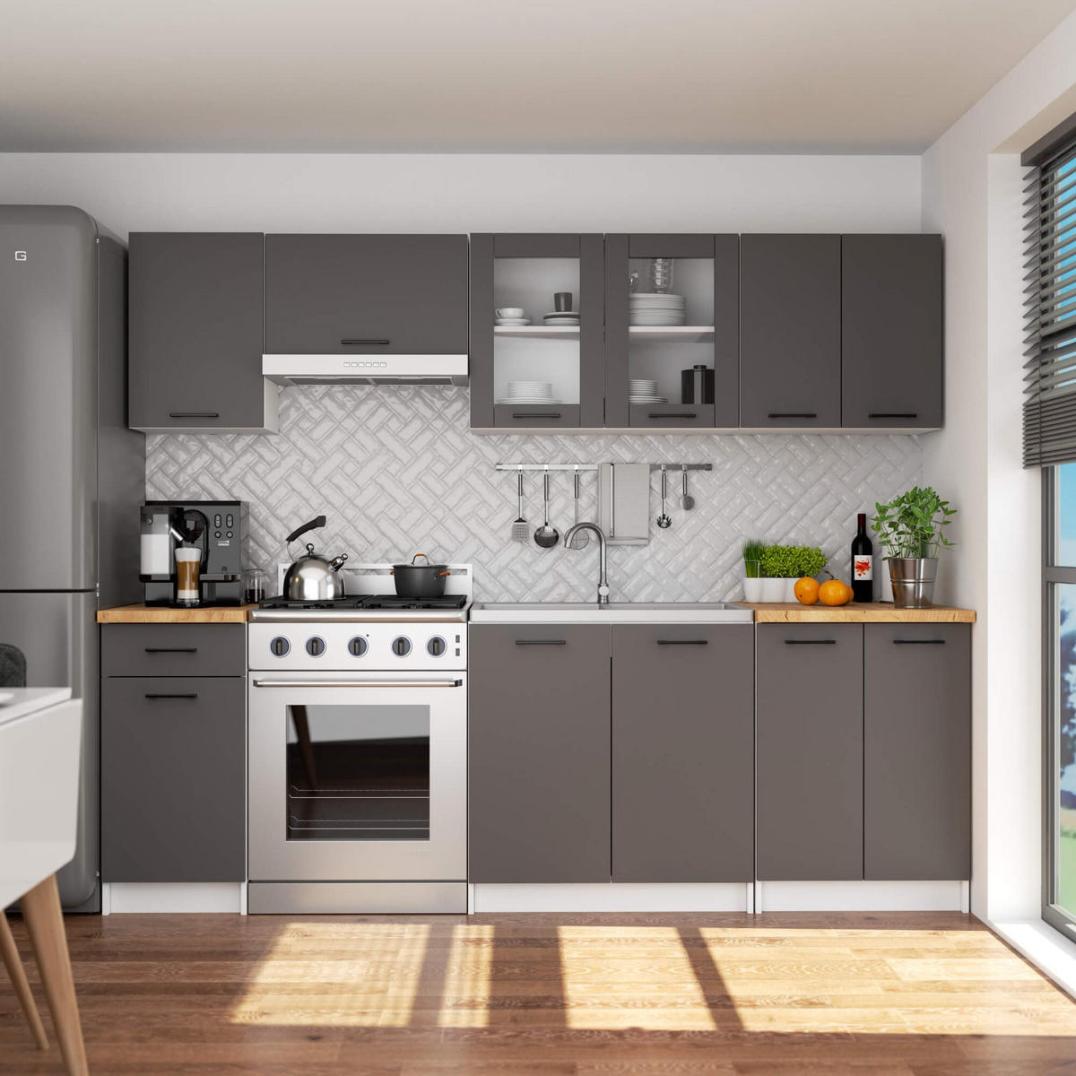 HÄNGESCHRANK Weiß, Graphit Grau 58/80/30,5 - Weiß/Grau, Holzwerkstoff (80/58/30cm) - RAUMHIRSCH FURNITURE