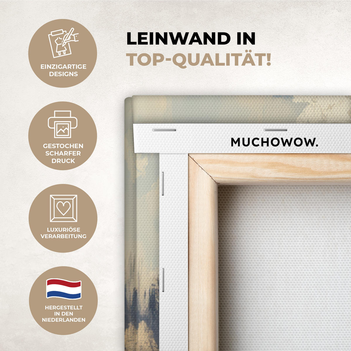 LEINWANDBILD Winter - Schnee - Zuhause - Natur Wohnzimmer Groß 120x80 cm - Hellbraun, Textil (120/80cm) - MuchoWow